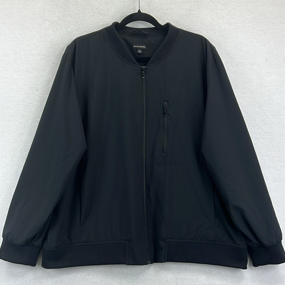 Unisex Banana Republic Lightweight Bomber Jacket XXL Black Polyester/Spandex EUC